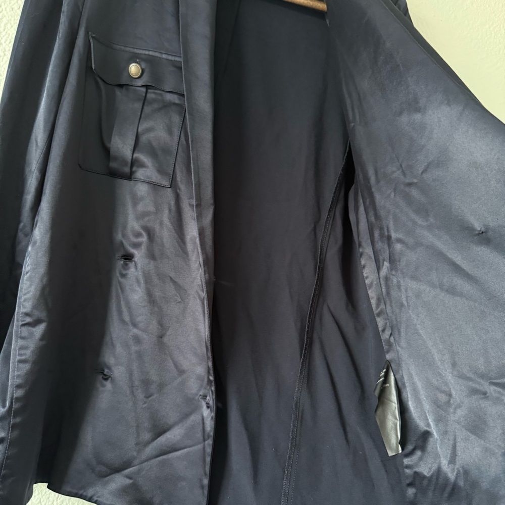 The Kooples Womens Navy Blue Military Satin Double‎ breasted Blazer 2 - Picture 3 of 16